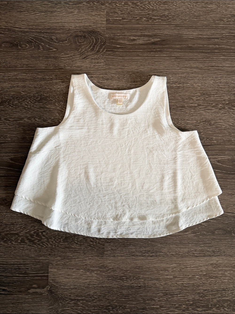 Monteau White Layered Scoop Neck Tank Top